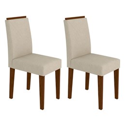 Conjunto 2 Cadeiras Amanda Castanho/Bege - PR Móveis  