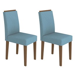Conjunto 2 Cadeiras Amanda Imbuia/Azul Claro - PR Móveis  