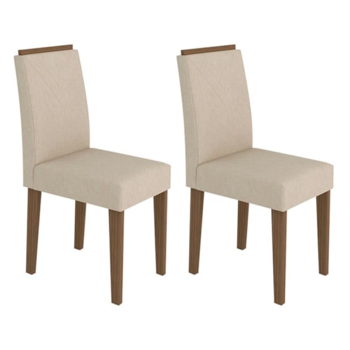 Conjunto 2 Cadeiras Amanda Imbuia/Bege - New Ceval
