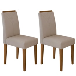 Conjunto 2 Cadeiras Amanda Imbuia/Bege - New Ceval 