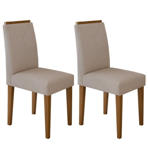Conjunto 2 Cadeiras Amanda Imbuia/Bege - New Ceval 