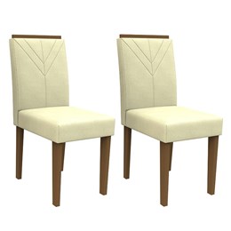 Conjunto 2 Cadeiras Amanda Imbuia/Bege - PR Móveis 