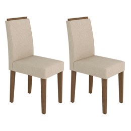 Conjunto 2 Cadeiras Amanda Imbuia/Bege - PR Móveis  