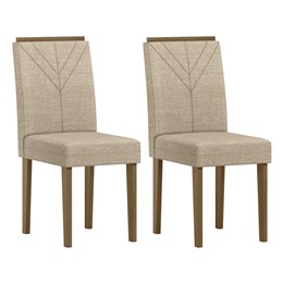 Conjunto 2 Cadeiras Amanda Imbuia/Linho Areia - New Ceval