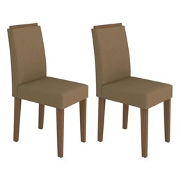Conjunto 2 Cadeiras Amanda Imbuia/Marrom Rosê - PR Móveis  