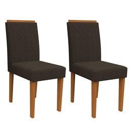 Conjunto 2 Cadeiras Amanda Ipê/Café - PR Móveis 