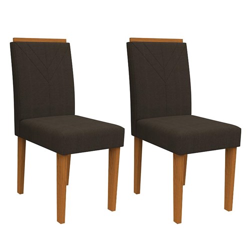 Conjunto 2 Cadeiras Amanda Ipê/Café - PR Móveis 