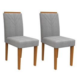 Conjunto 2 Cadeiras Amanda Ipê/Cinza Claro - PR Móveis 