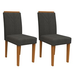 Conjunto 2 Cadeiras Amanda Ipê/Cinza Escuro - PR Móveis 