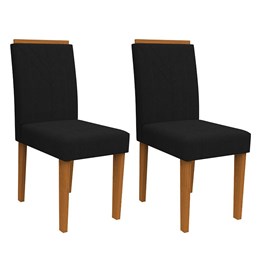 Conjunto 2 Cadeiras Amanda Ipê/Preto - PR Móveis 
