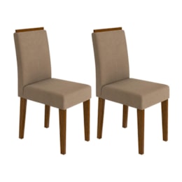 Conjunto 2 Cadeiras Amanda para Mesa de Jantar Castanho/Marrom Rosê - New Ceval