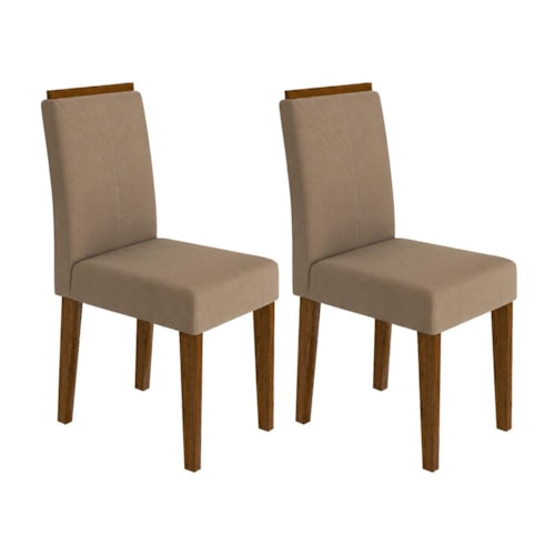 Conjunto 2 Cadeiras Amanda para Mesa de Jantar Castanho/Marrom Rosê - New Ceval