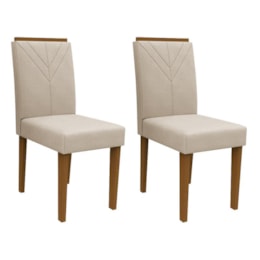 Conjunto 2 Cadeiras Amanda para Mesa de Jantar Ipê/Bege - New Ceval