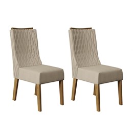 Conjunto 2 Cadeiras Amélia Carvalho Europeu/Suede Nude - PR Móveis