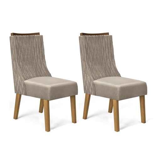 Conjunto 2 Cadeiras Amélia Carvalho Europeu/Veludo Caqui - PR Móveis