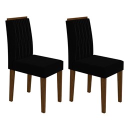 Conjunto 2 Cadeiras Ana Castanho/Preto - PR Móveis 
