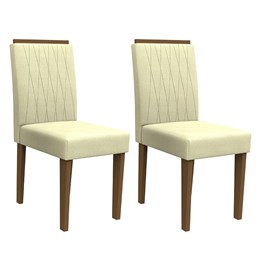Conjunto 2 Cadeiras Ana Imbuia/Bege - PR Móveis  