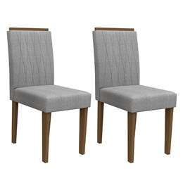 Conjunto 2 Cadeiras Ana Imbuia/Cinza Claro - PR Móveis  