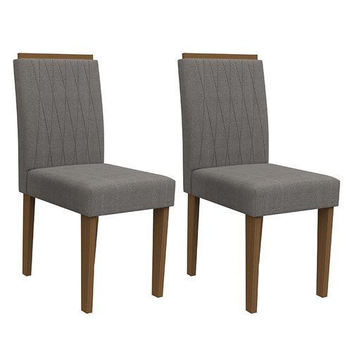 Conjunto 2 Cadeiras Ana Imbuia/Cinza - PR Móveis  