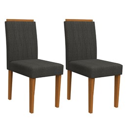 Conjunto 2 Cadeiras Ana Ipê/Cinza Escuro - PR Móveis  