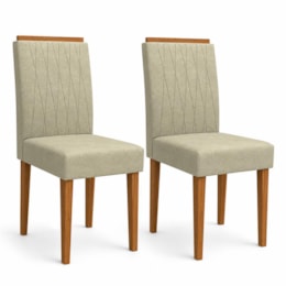Conjunto 2 Cadeiras Ana para Mesa de Jantar Ipê/Marfim - New Ceval