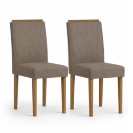 Conjunto 2 Cadeiras Ana para Mesa de Jantar Ypê/Camurça Marrom - New Ceval