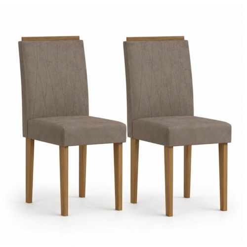 Conjunto 2 Cadeiras Ana para Mesa de Jantar Ypê/Camurça Marrom - New Ceval