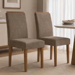 Conjunto 2 Cadeiras Ana para Mesa de Jantar Ypê/Camurça Marrom - New Ceval
