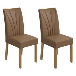 Conjunto 2 Cadeiras Apogeu Amêndoa/Corino Caramelo - Móveis Lopas