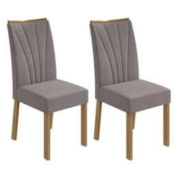 Conjunto 2 Cadeiras Apogeu Amêndoa/Veludo Capuccino - Móveis Lopas Conjunto 2 Cadeiras Apogeu Amêndoa/Veludo Capuccino - Móveis Lopas