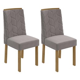 Conjunto 2 Cadeiras Astrid Amêndoa/Veludo Capuccino - Móveis Lopas 