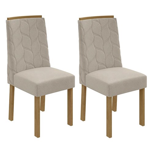 Conjunto 2 Cadeiras Astrid Amêndoa/Veludo Creme - Móveis Lopas