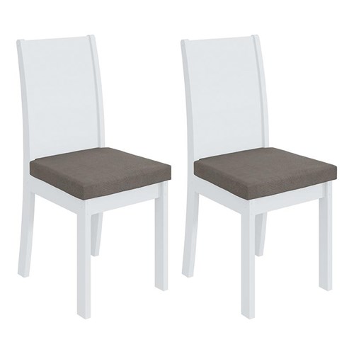 Conjunto 2 Cadeiras Athenas Branco/Suede Bege - Móveis Lopas