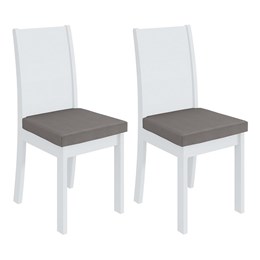 Conjunto 2 Cadeiras Athenas Branco/Veludo Capuccino - Móveis Lopas 