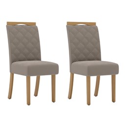 Conjunto 2 Cadeiras Bella Nature/Veludo Marrom Amêndoa - Móveis Henn