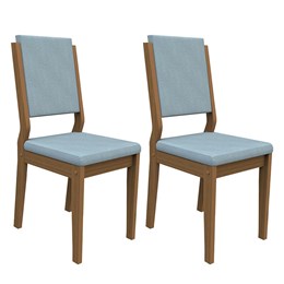 Conjunto 2 Cadeiras Carol Imbuia/Azul - PR Móveis 