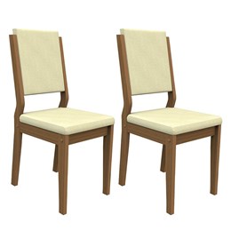 Conjunto 2 Cadeiras Carol Imbuia/Bege - PR Móveis 
