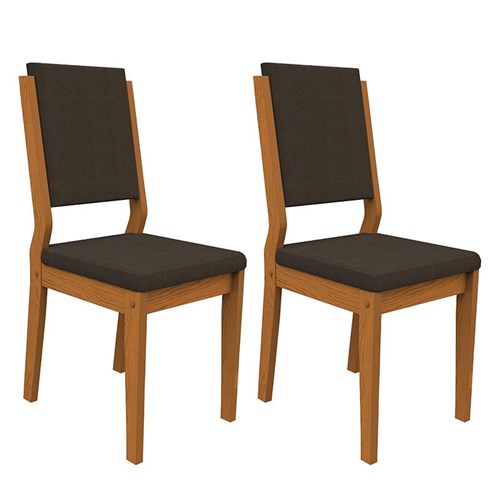 Conjunto 2 Cadeiras Carol Ipê/Café - PR Móveis 
