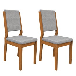 Conjunto 2 Cadeiras Carol Ipê/Cinza Claro - PR Móveis 