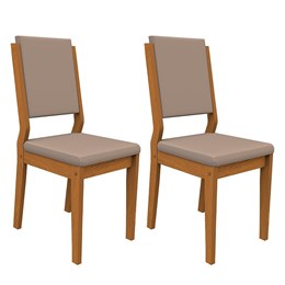 Conjunto 2 Cadeiras Carol Ipê/Marrom - PR Móveis 