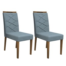 Conjunto 2 Cadeiras Caroline Imbuia/Azul - PR Móveis 