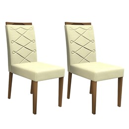 Conjunto 2 Cadeiras Caroline Imbuia/Bege - PR Móveis 