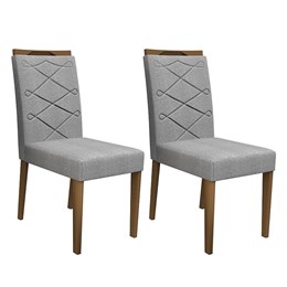 Conjunto 2 Cadeiras Caroline Imbuia/Cinza Claro - PR Móveis 