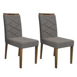 Conjunto 2 Cadeiras Caroline Imbuia/Cinza - PR Móveis 