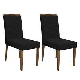 Conjunto 2 Cadeiras Caroline Imbuia/Preto - PR Móveis 