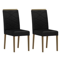 Conjunto 2 Cadeiras Caroline Imbuia/Veludo Preto - New Ceval Conjunto 2 Cadeiras Caroline Imbuia/Veludo Preto - New Ceval