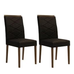 Conjunto 2 Cadeiras Caroline Imbuia/Veludo Preto - New Ceval 