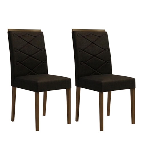 Conjunto 2 Cadeiras Caroline Imbuia/Veludo Preto - New Ceval 