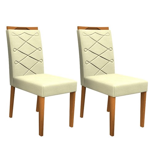 Conjunto 2 Cadeiras Caroline Ipê/Bege - PR Móveis  