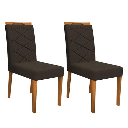 Conjunto 2 Cadeiras Caroline Ipê/Café - PR Móveis  
